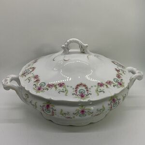 Vintage Bassett Limoges Elegant Floral Porcelain Tureen